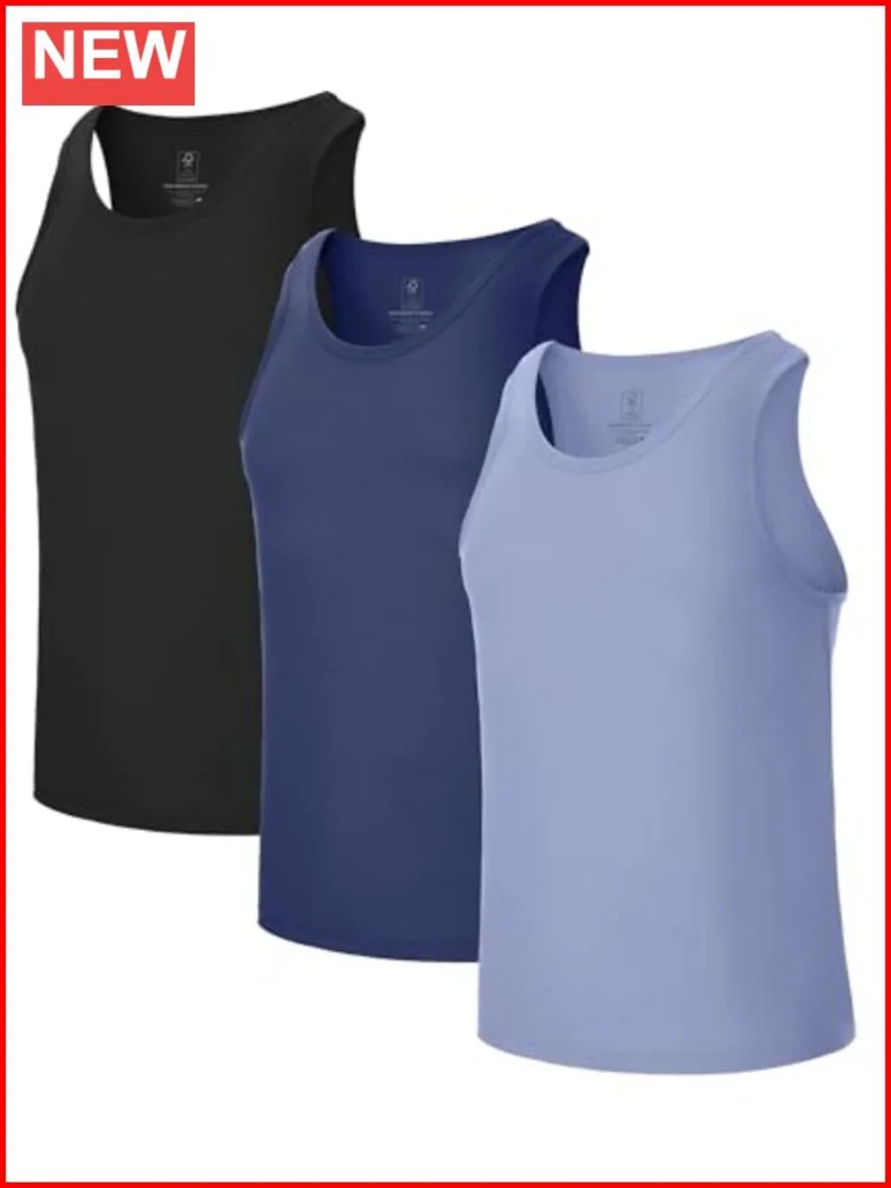 Men's Moisture Wicking Tank Top Undershirts 3 Pack Breathable Athletic Fitted